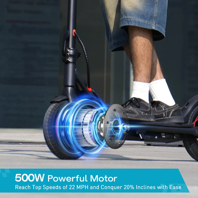 iScooter I9M Electric Scooter – 500W Motor, 22 MPH Top Speed, 18 Mile Range, Foldable Adult Commuter Scooter (Black)