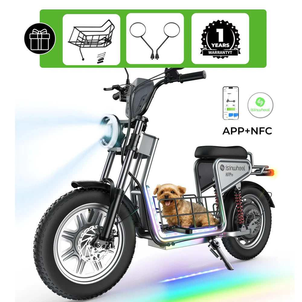 isinwheel H7 Pro Electric Scooter with Seat – 38 MPH Top Speed, Long-Range Commuter E-Scooter (High-End Performance)