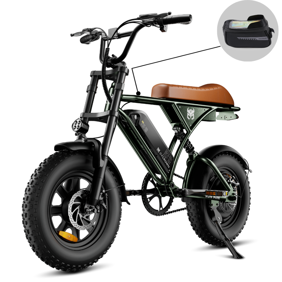 CyCrown Run Mini Electric Bike – 38 Mile Range | 20 MPH Top Speed | 750W Fat-Tire E-Bike