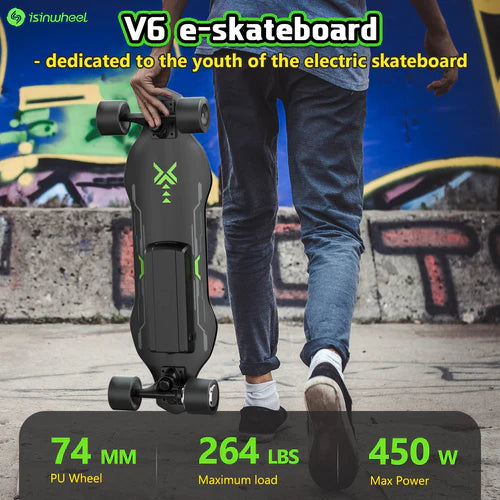 isinwheel V6 Electric Scooter with Seat – 500W Motor, Long-Range Commuter E-Scooter with 10” Tires