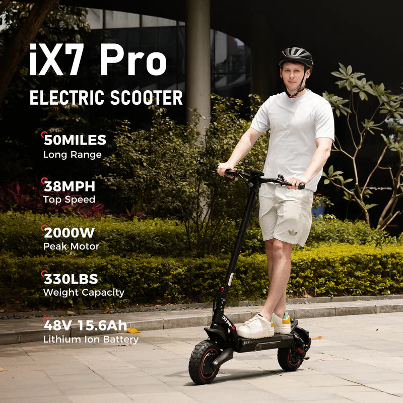 iScooter IX7 Pro Electric Scooter – 1000W Motor, 28 MPH Top Speed, 50 Mile Range, Off-Road All-Terrain E-Scooter (Black)