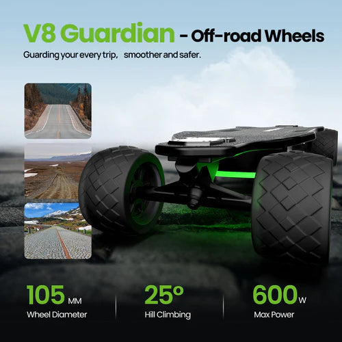 iSinwheel V8 Electric Skateboard – 12 Mile Range | 28 MPH Top Speed | Dual 600W Performance