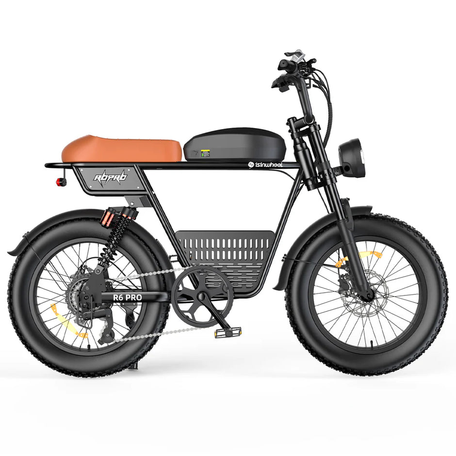 isinwheel R6 Pro Retro Electric Bike – 1500W Motor, 28 MPH Top Speed, 75 Mile Range, Fat Tire Moped-Style E-Bike