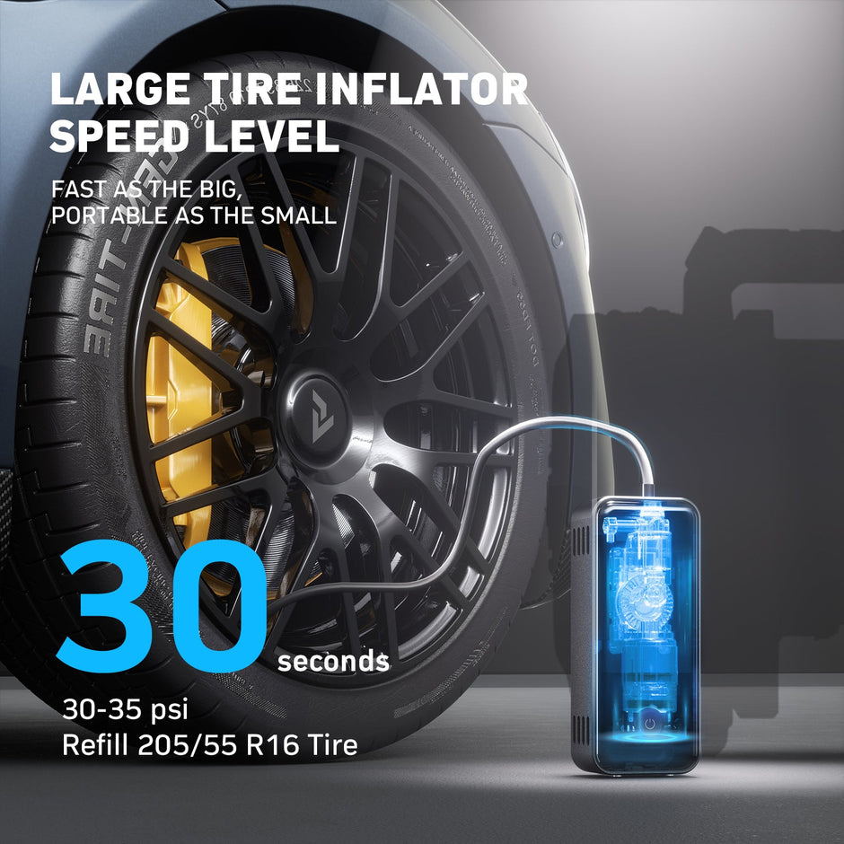 Denvix MotorX Smart Tire Inflator – 150 PSI Portable Air Compressor | 15000mAh Battery | 65W Fast Charging Power Bank
