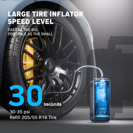 Denvix MotorX Smart Tire Inflator – 150 PSI Portable Air Compressor | 15000mAh Battery | 65W Fast Charging Power Bank